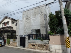 足場設置(鉄製くさび緊結式足場)