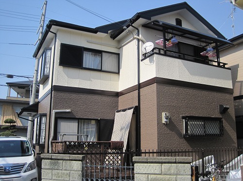 大阪狭山市の外壁塗装の完成（南面）