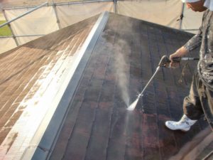 スレート屋根の高圧洗浄