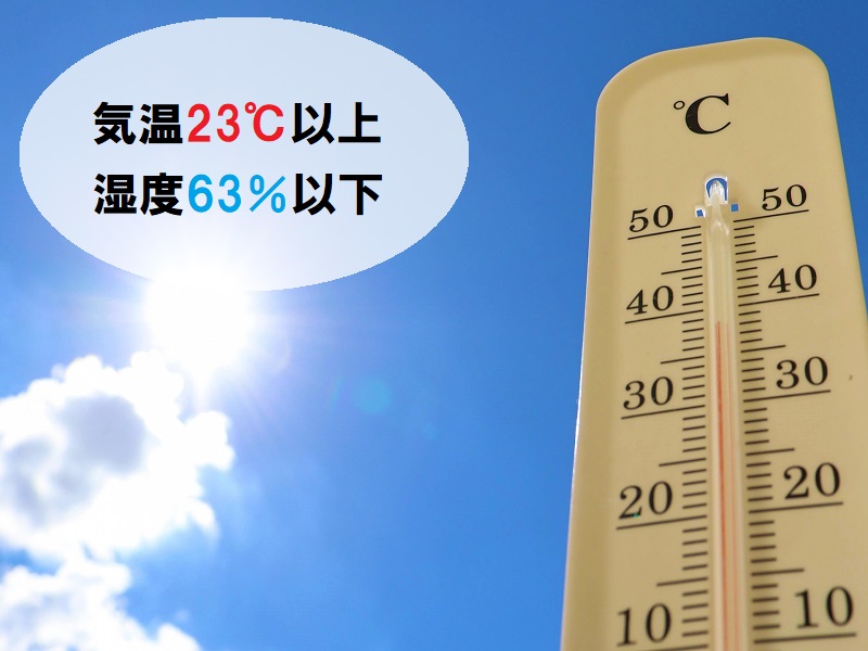 水性塗料は気温23℃以上湿度63％以下で乾燥する