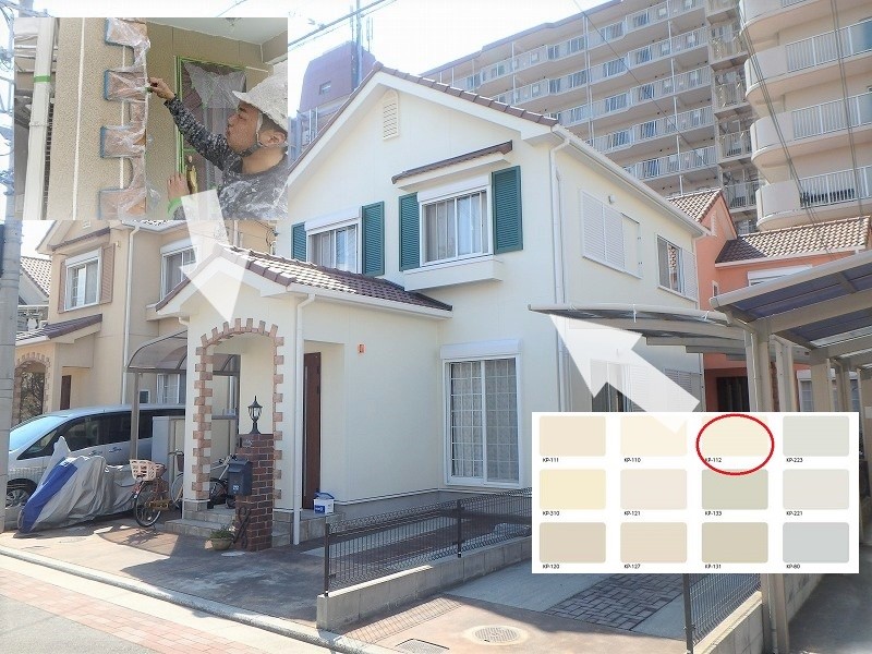 おしゃれな外壁塗装　窓枠やレンガを活かしておしゃれな北欧風に
