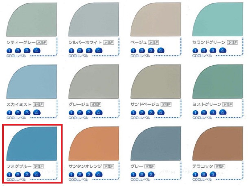 遮熱塗料アレスクール色見本　フォグブルー