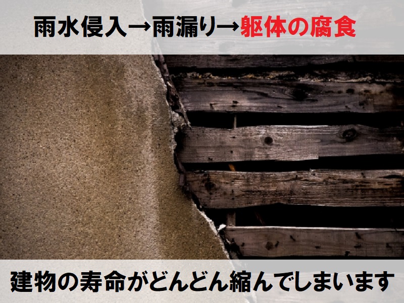 八尾市　ひび割れ（クラック）の放置は躯体の腐食に繋がる