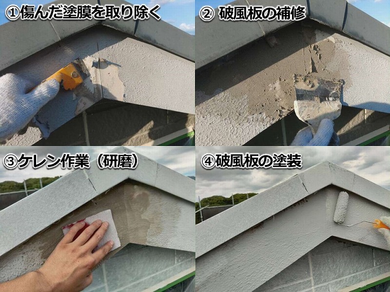 破風板と補修と塗装工事