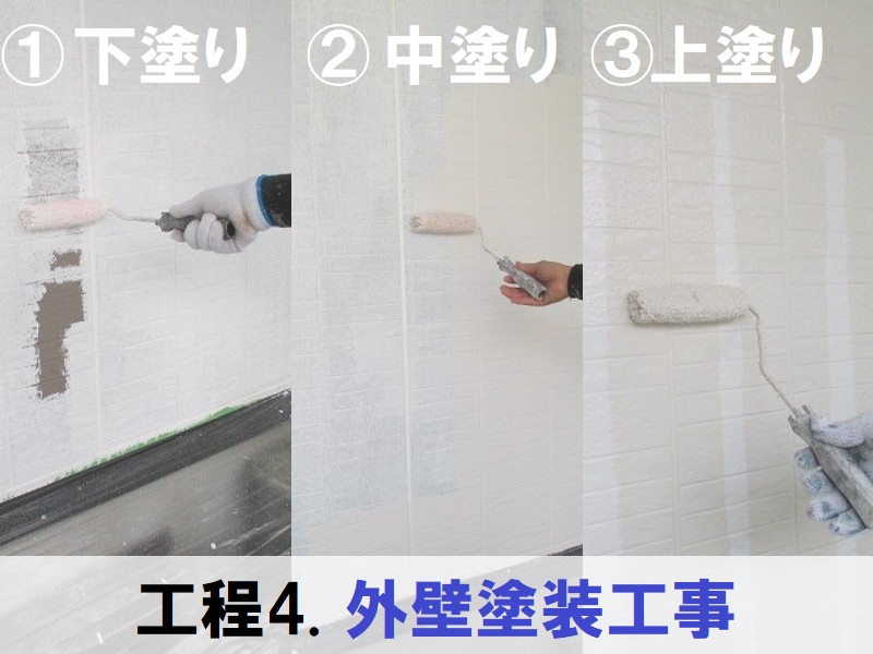 藤井寺市トヨタホーム外壁塗装工事　外壁塗装（下塗り・中塗り・上塗り）