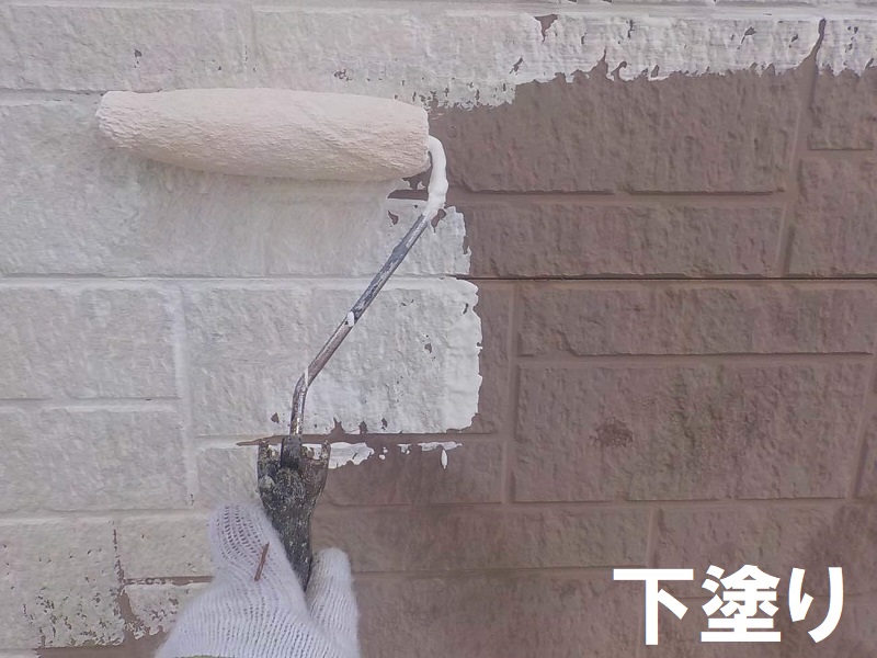 堺市堺区にて外壁補修でシーリングの劣化を補修（総額約93万円）アレスダイナミックプラサフで下塗り