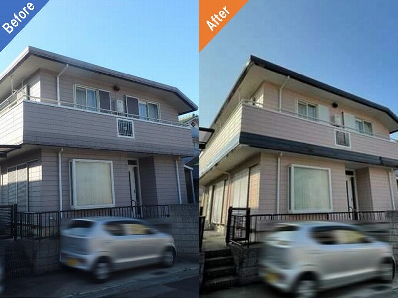 堺市の戸建て住宅の外壁塗装前後の比較