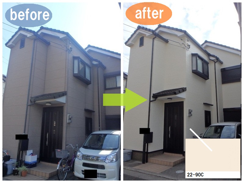 堺市堺区にて外壁補修でシーリングの劣化を補修（総額約93万円）外壁塗装のビフォーアフター