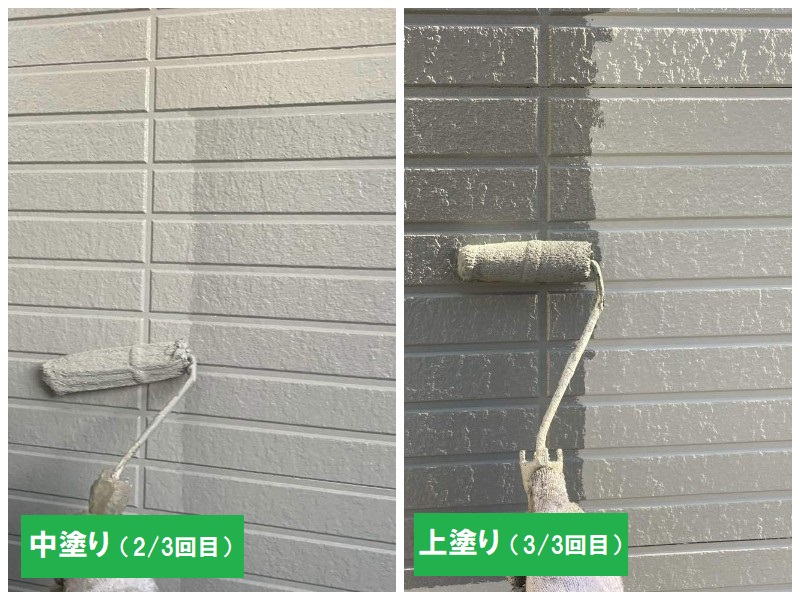 堺市にて戸建ての塗り替え完成しました（総額約104万円）アクアセラシリコンONEでの中塗り上塗り