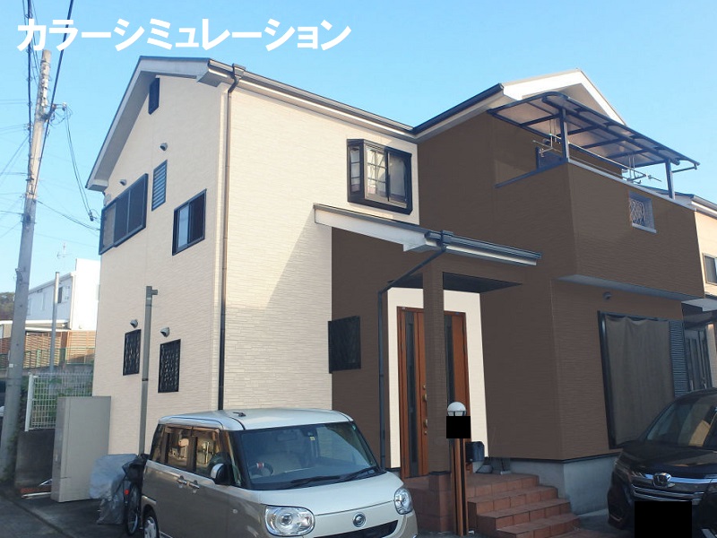 堺市にて外壁塗装をご検討中の一軒家で無料点検を実施しました　カラーシミュレーション