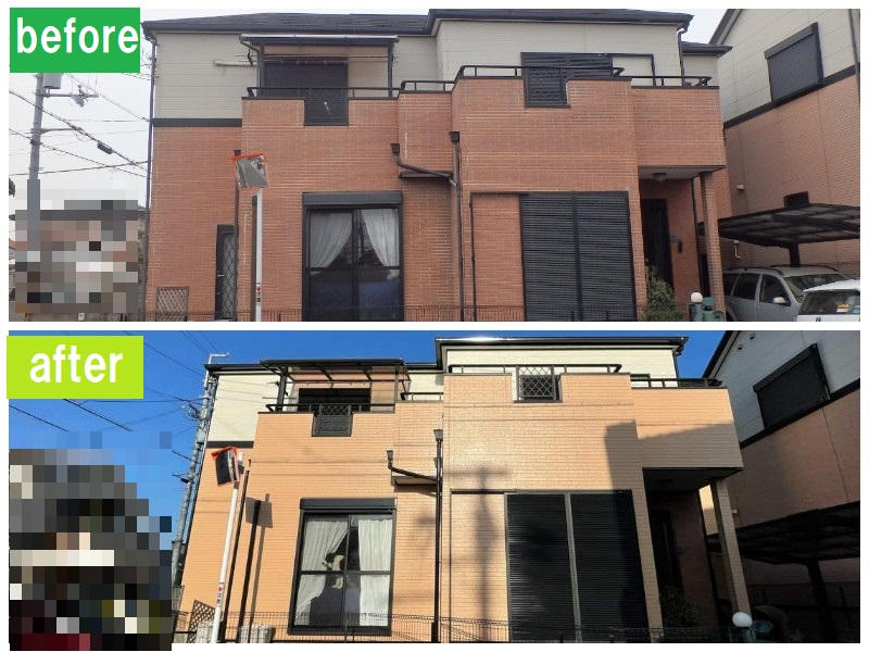 堺市にてサイディング外壁のお宅で外壁工事（総額約108万円）サイディング外壁のビフォーアフター