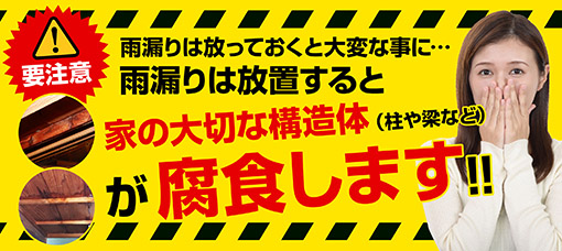 雨漏りは放置すると家の大切な構造体が腐食します