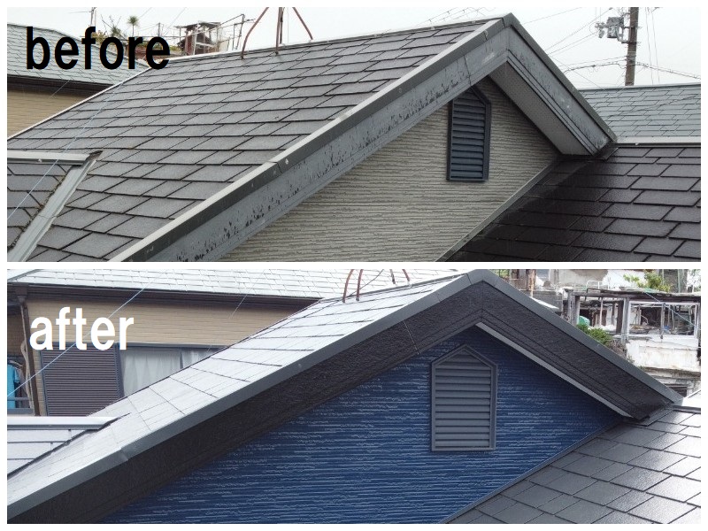 堺市にて屋根塗装を実施！使用した塗料の種類などを公開しますビフォーアフター