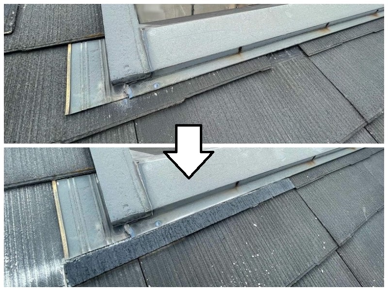 堺市東区にて屋根修理の値段公開します（スレート差し替え）ビフォーアフター