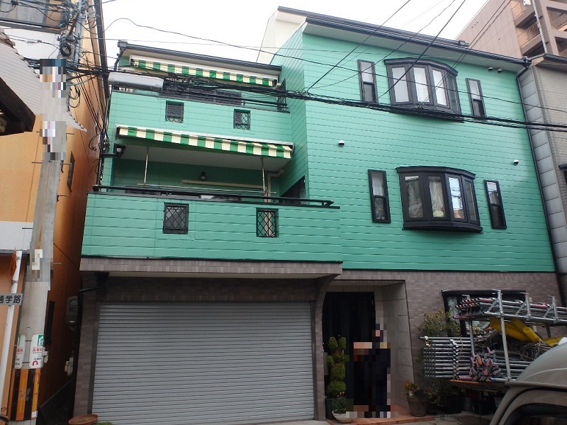 堺市東区にて同じ色で外壁塗装をした事例（色45-60H）塗装後