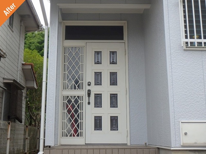 堺市南区の外壁塗装後の積水ハウス施工の玄関