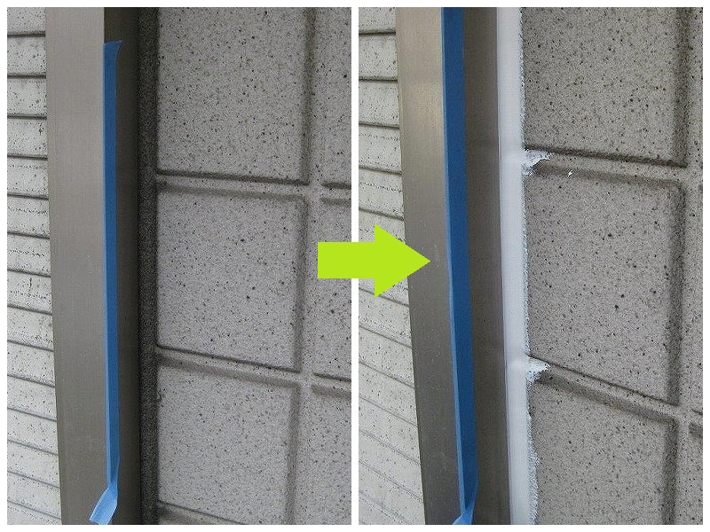 堺市にて外壁塗装と屋上塗り替えを実施した事例（費用約120万円）ALCコーキングビフォーアフター