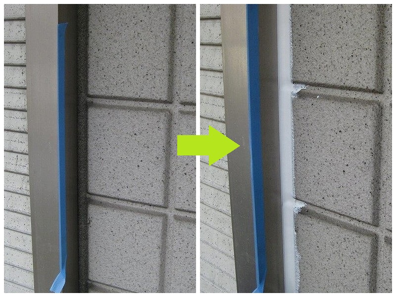 堺市にて外壁塗装と屋上塗り替えを実施した事例（費用約120万円）ALCコーキングビフォーアフター