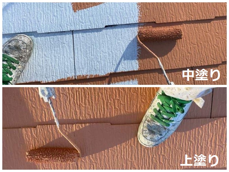 大阪市平野区にて夏に人気の屋根塗装（遮熱塗装で暑さ対策を実施）アレスクール2液SIで中塗りと上塗り