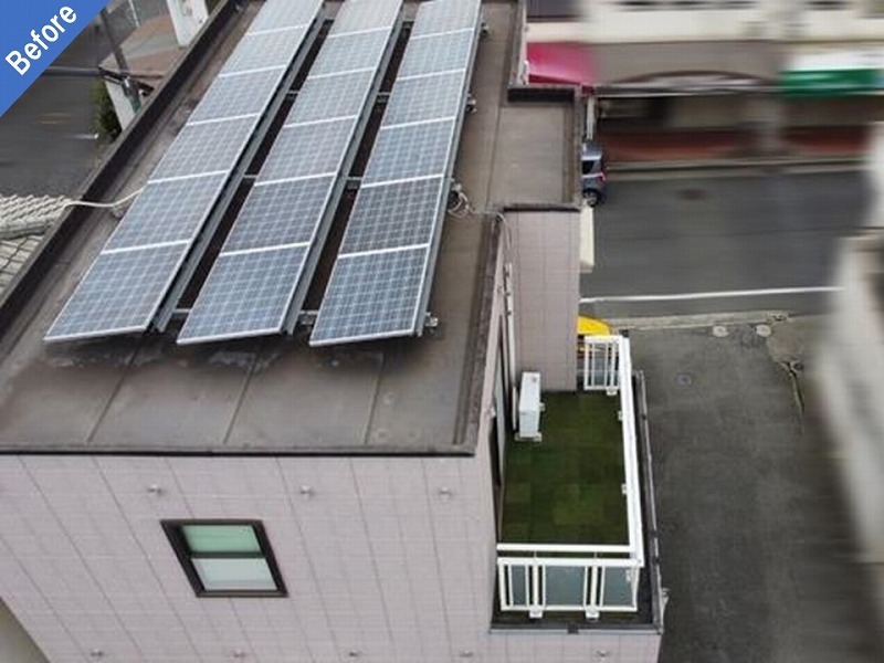 ドローンで撮影した堺市堺区の2回目の塗装工事前のへーベルハウス施工住宅