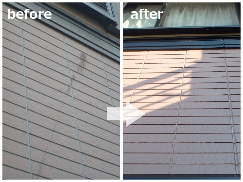 富田林市にて外壁塗装とシーリング打ち替え（費用は約99万円）汚れのビフォーアフター