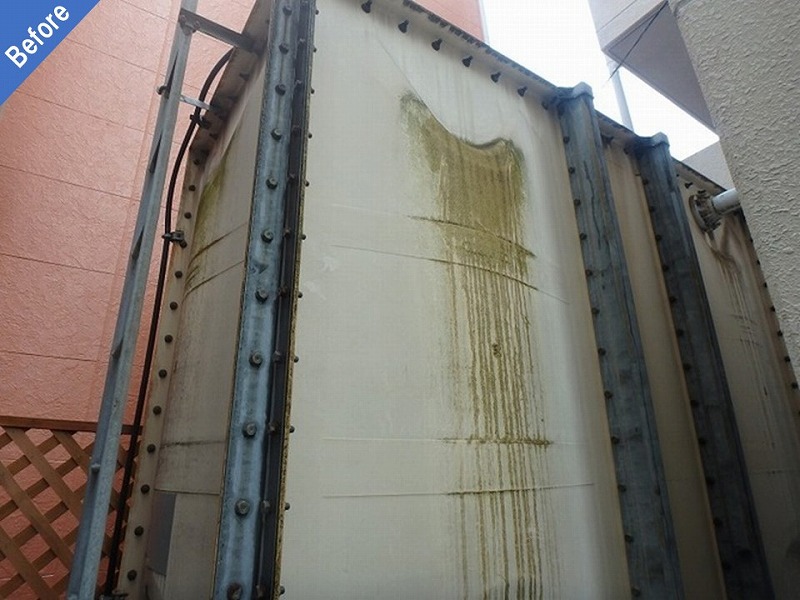 大阪市東住吉区の外壁塗装前のマンション受水槽