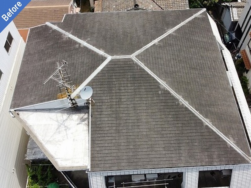 大阪市東住吉区の外壁塗装前のマンション屋根