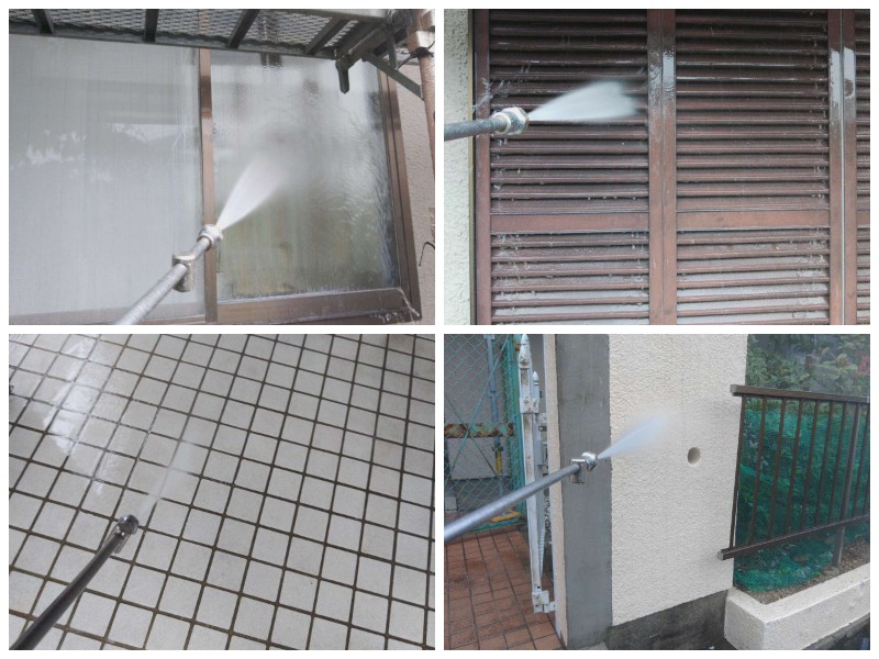 富田林市にてモルタルの外壁塗装を実施 費用は約85万円です 業務用高圧洗浄機で洗浄