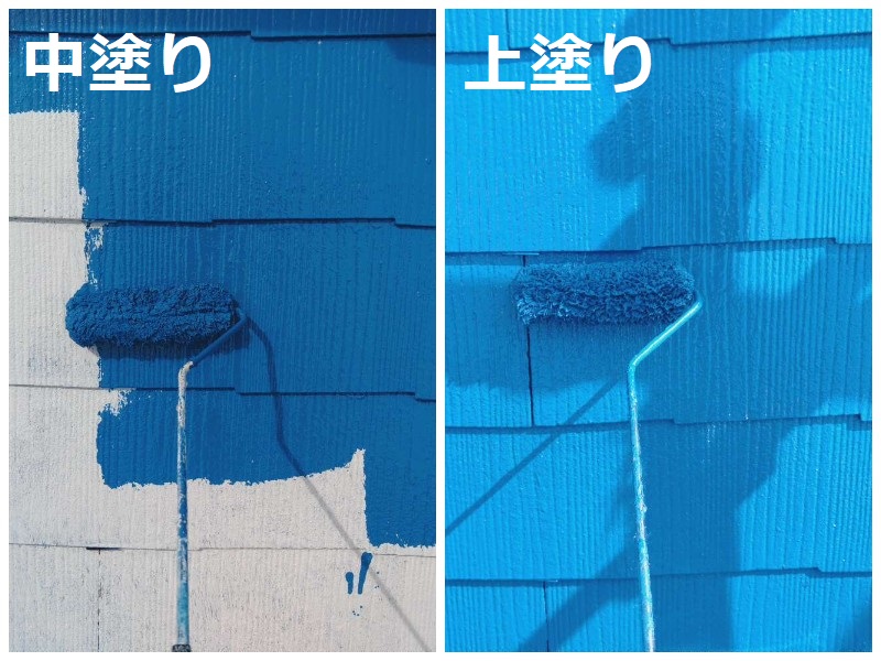 富田林市にて屋根塗装と雨漏り箇所には屋根の葺き替えを実施 アレスクール2液SIで中塗りと上塗り