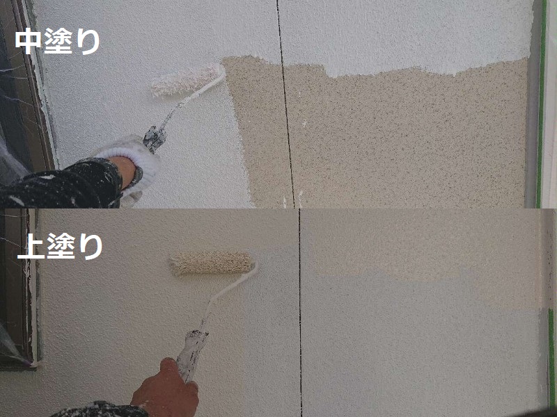 和泉市にて外壁塗り替えとコーキング交換をさせて頂きました アクアセラシリコンONEで中塗り上塗り