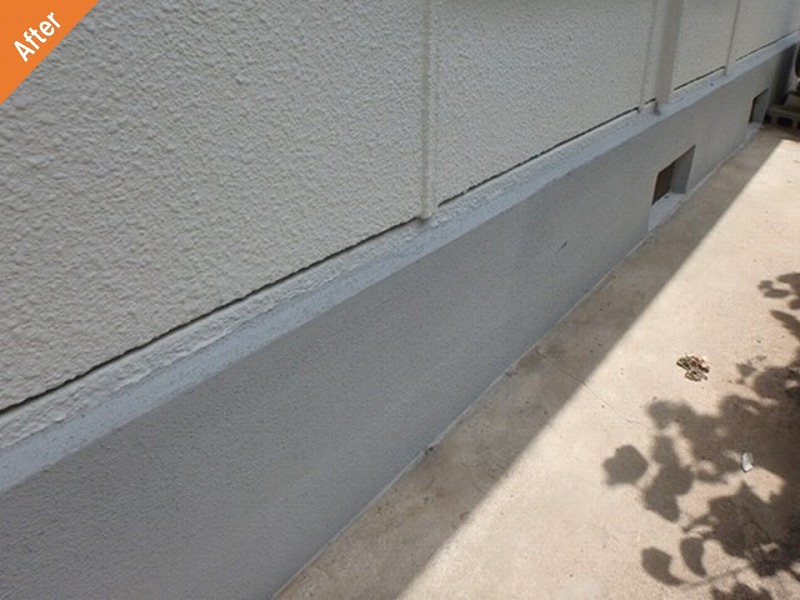 外壁塗装後のひび割れが改善された基礎周り