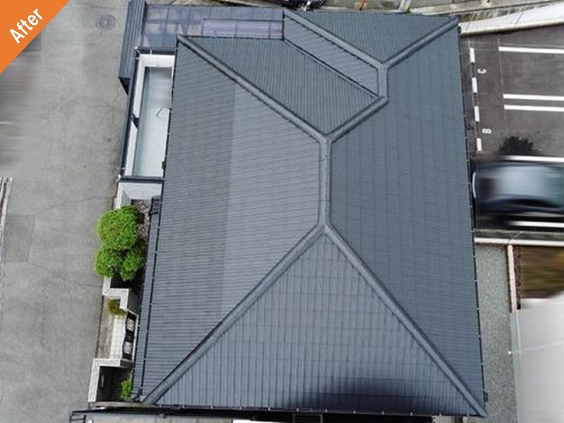 藤井寺市の屋根塗装後のセメント瓦