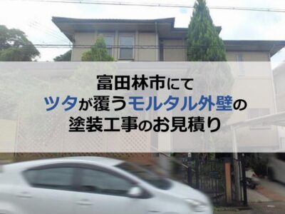 富田林市にてツタが覆うモルタル外壁の塗装工事のお見積り