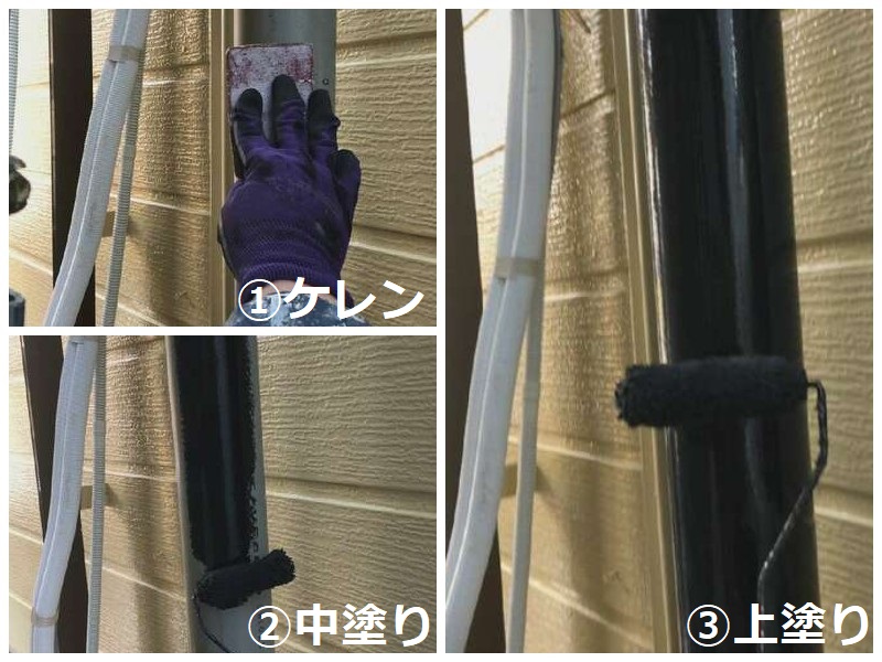 大阪市にてシーリング工事と外壁塗装で雨漏り予防を実施しました付帯塗装（雨樋）