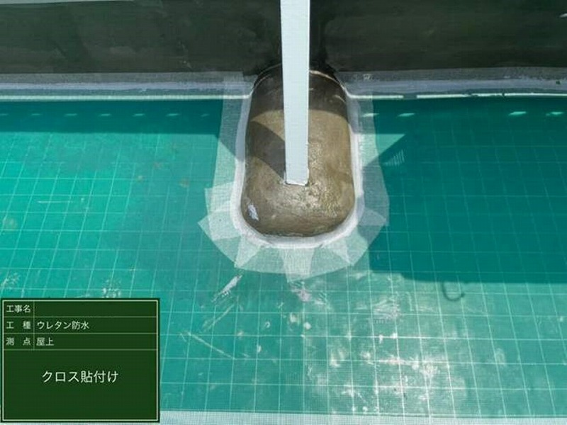 立ち上がりの補強クロス貼り