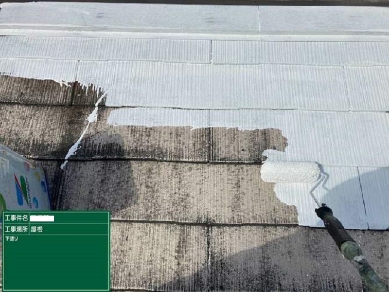 大阪市此花区にて雨漏り工事で屋根とベランダからの雨漏りがSTOP シリコン浸透シーラーEXで下塗り