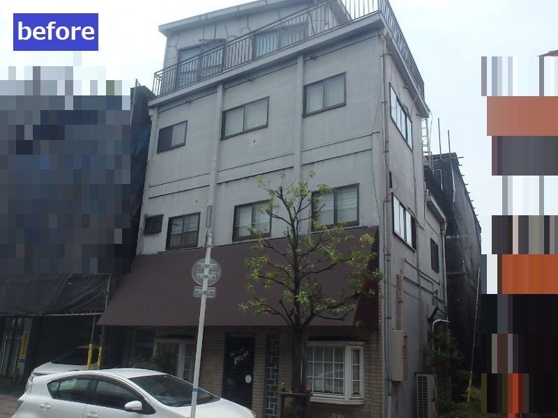 大阪市平野区にてモルタルの外壁塗装を実施（費用は約126万円）施工前