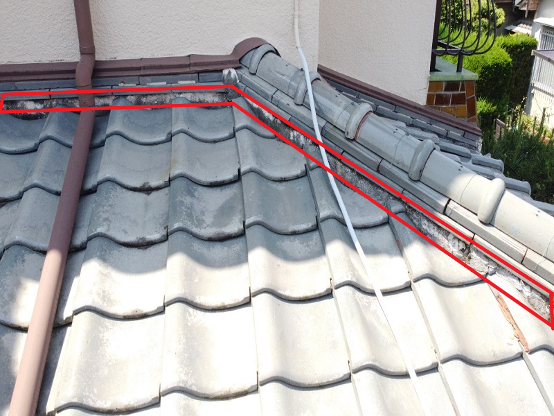 羽曳野市 屋根修理の値段は約155万円（葺き替えでの屋根修理）漆喰の劣化