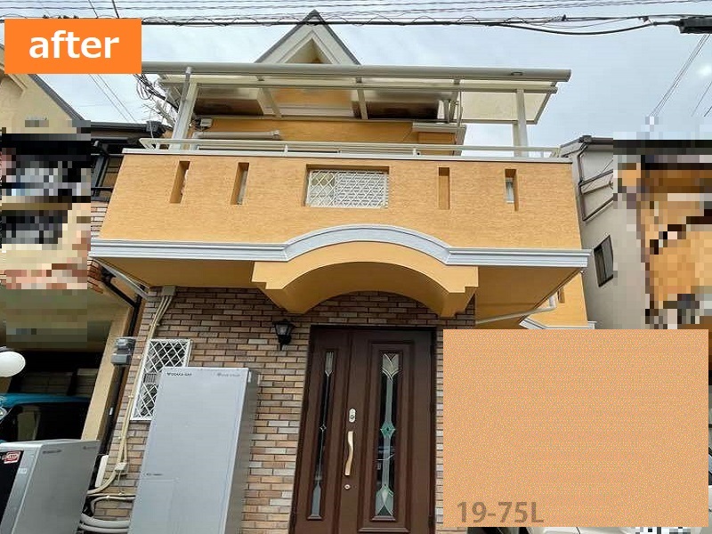 東大阪市にて一軒家の外壁塗装を実施（費用は約101万円）L19-75L色を使用