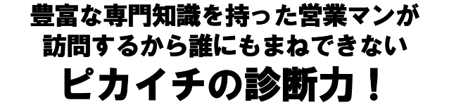 豊富な専門知識を持った営業マンが訪問するから誰にもまねできないピカイチの診断力！