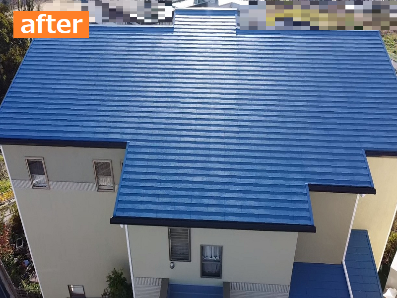 河内長野市にて屋根の塗装工事を実施しました（費用は約38万円）施工後