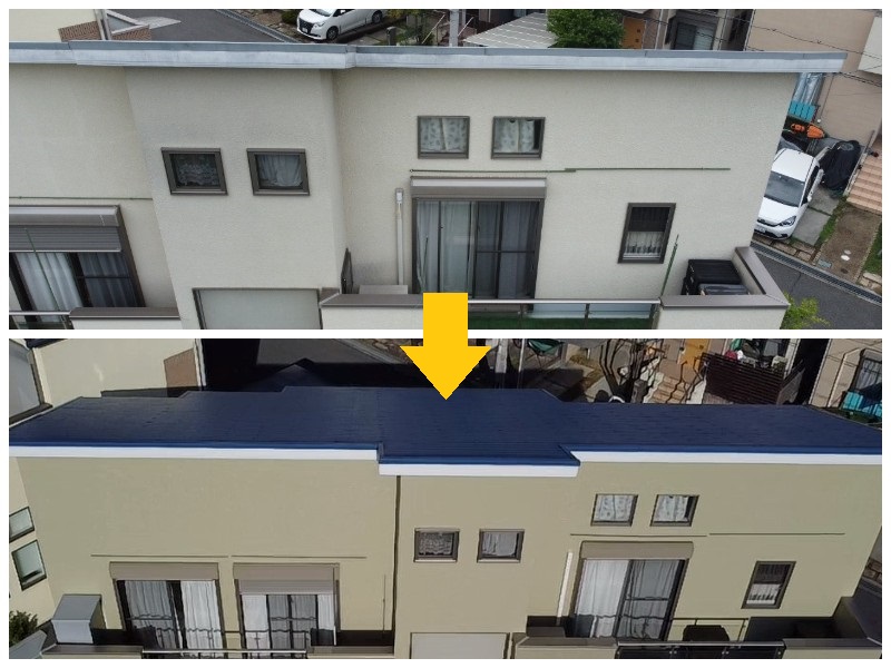 河内長野市にて屋根の塗装工事を実施しました（費用は約38万円）ビフォーアフター