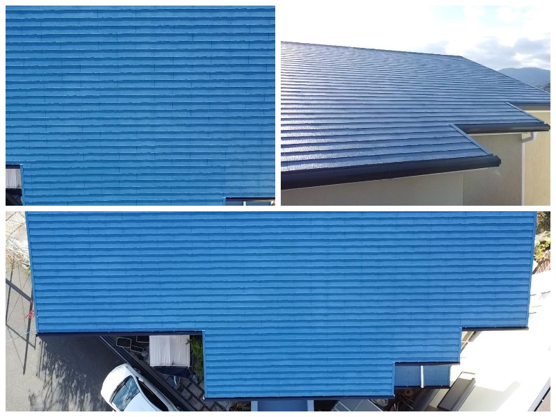 河内長野市にて屋根の塗装工事を実施しました（費用は約38万円）エコブルー
