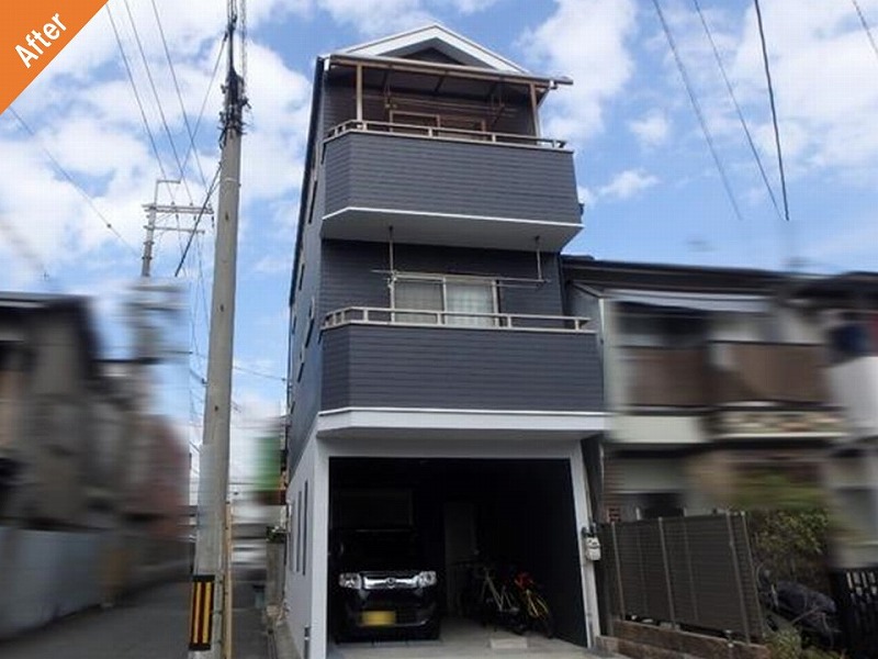 外壁塗装でシーリングの劣化とサイディングの浮が改善された東大阪市の戸建て住宅の正面