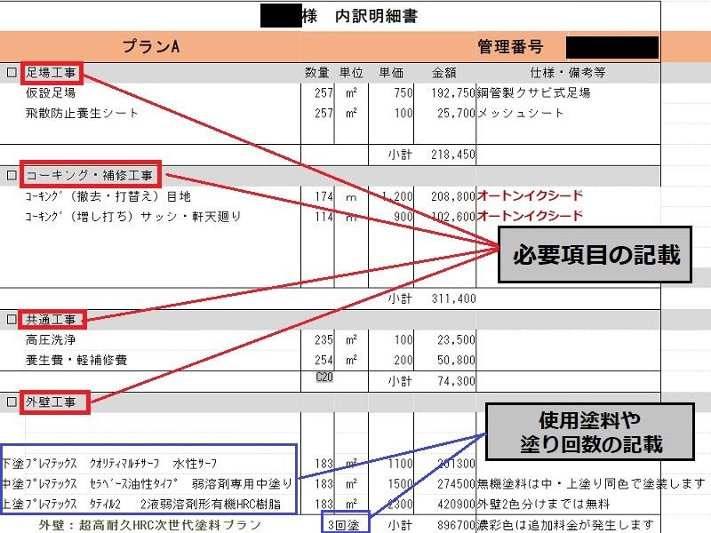 外壁塗装の訪問販売の見積もり書が正しい表記かどうか見る