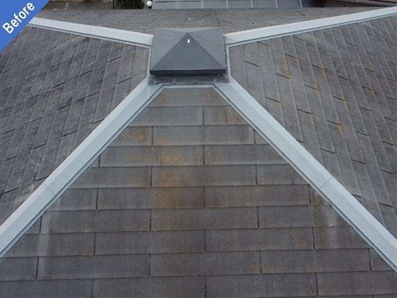 遮熱塗料で屋根塗装前のスレート瓦