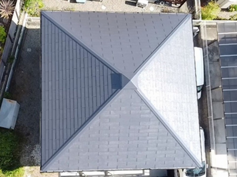 岸和田市の屋根塗装後のスレート瓦