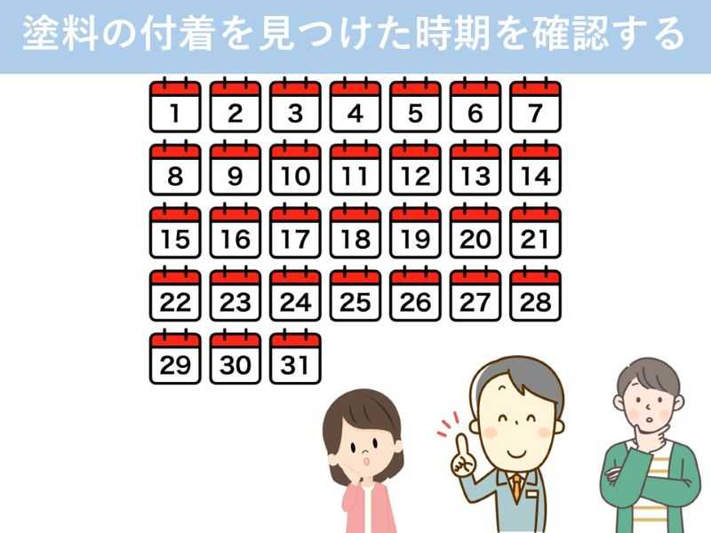 塗料の付着を見つけた時期を確認する