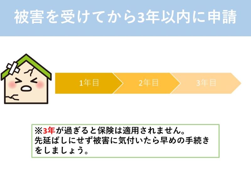 被害を受けてから3年以内に申請