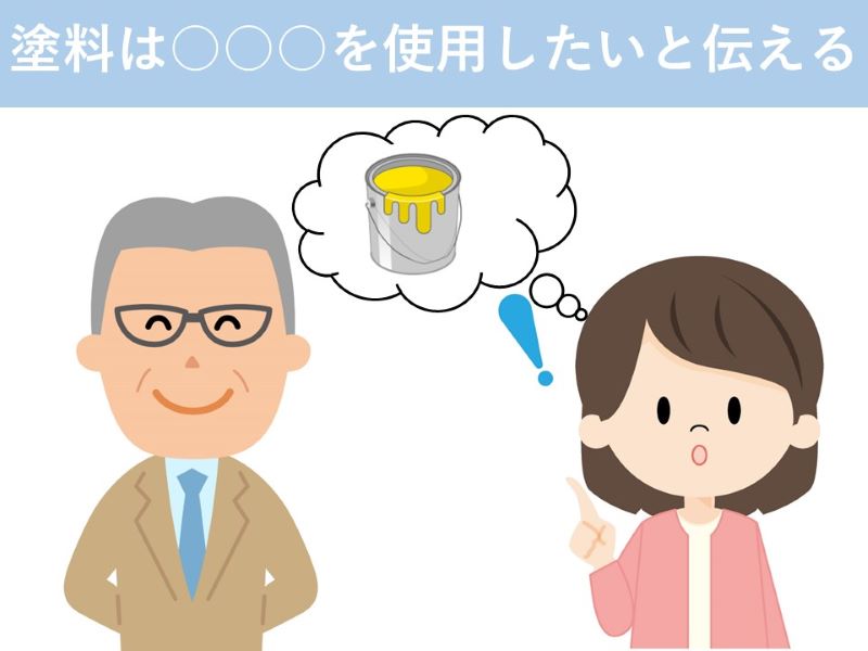 塗料は○○○を使用したいと伝える